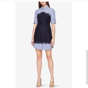 BCBGMaxazria Kaylin Lace-Blocked Shirt Dress